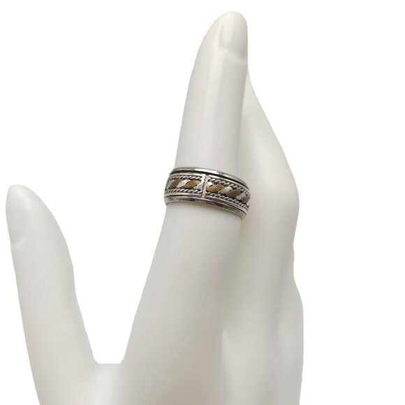 Braided Band Ring Size 6 Copper Sterling Silver Fidget Spinner Ring Vintage - Picture 4 of 6